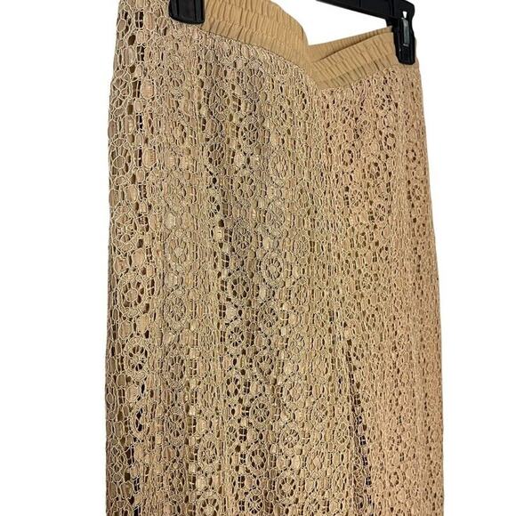 Chicos Womens Lace Overlay Lined Pull On Tapered Leg Tan Beige Pants Ankle 2 / L - Picture 4 of 16